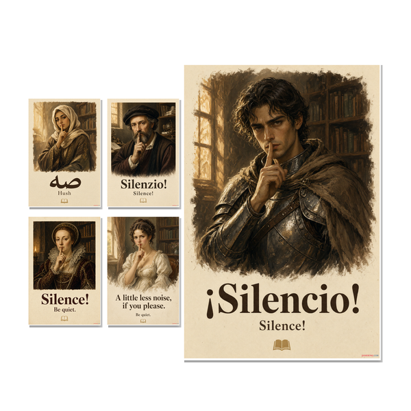 Library Shush Posters — 5 Poster Set — 12x18 Inch | Made in USA