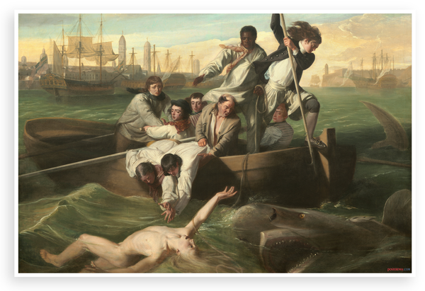 Watson and the Shark John Singleton Copley 1778 Historical 12"x18" US Made Poster