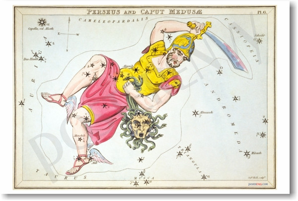 Perseus with the Head of Medusa Constellation - NEW Astrology Poster