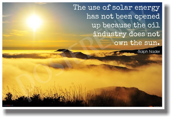 Sun over mountain clouds - Solar Energy Oil Companies Ralph Nader Ecology Poster