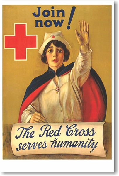 Join Now - The Red Cross Serves Humanity - NEW Vintage WW2 Reprint Poster
