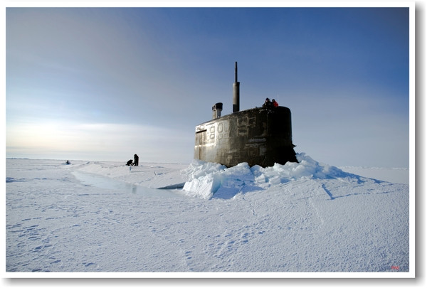 US Navy Nuclear Submarine Breaking Through the Arctic Ice