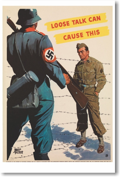 Loose Talk Can Cause This - NEW Vintage WW2 Reprint Poster
