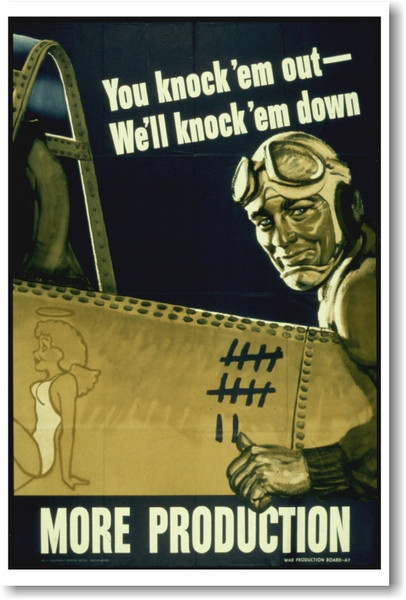 You Knock Em Out We'll Knock Them Down - NEW Vintage WW2 Reprint Poster