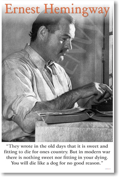 Ernest Hemingway - "They Wrote in the Old Days..." - NEW Famous Person Poster