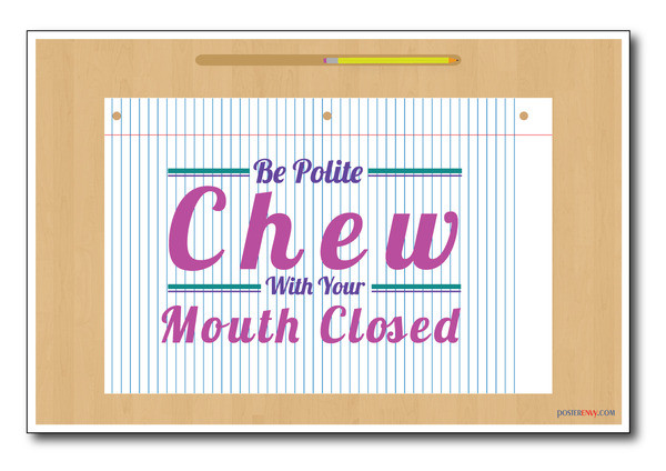 Chew With Your Mouth Closed - NEW Classroom Motivational Poster