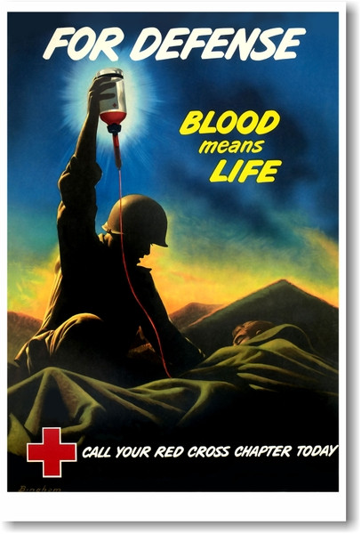 For Defense Blood Means Life - Red Cross - NEW Vintage Korean War Reprint Poster - US Army Medic