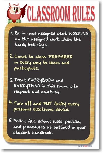 Chalkboard Classroom Rules 4 - Teacher PosterEnvy Poster