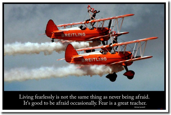 Living Fearlessly is not the Same as Never Being Afraid. It's Good to be Afraid Occasionally.  Fear is a Good Teacher.