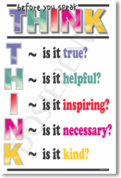 Classroom Think Before You Speak Motivational Inspirational Poster