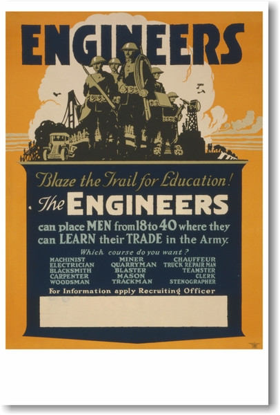 Engineers - Blaze the Trail for Education - NEW Vintage Reprint