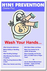 H1N1 (Swine Flu) Prevention Poster - Health and Safety Poster (cm125)
