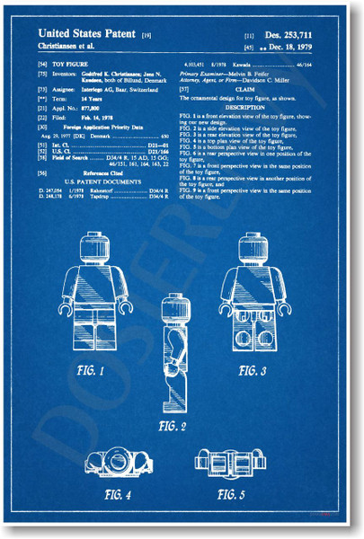 Lego Figure Patent - NEW Famous Invention Blueprint Patent Poster (fa121)