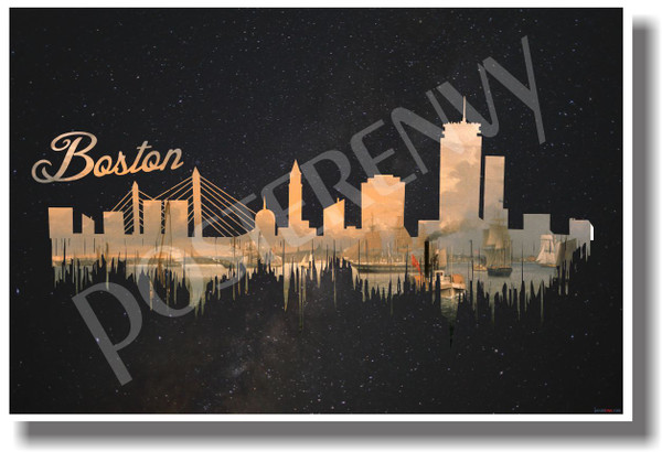 Boston - Dark - NEW U.S State Travel Poster (tr514)