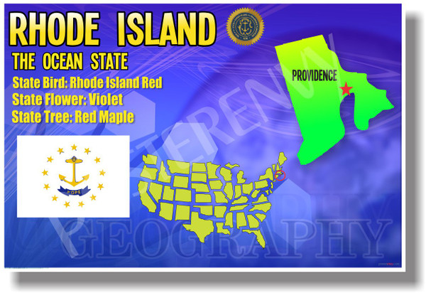Rhode Island Geography - NEW U.S Travel Poster (tr546)