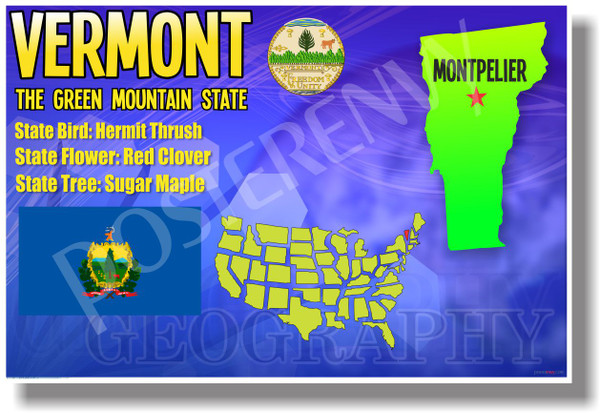 Vermont Geography - NEW U.S Travel Poster (tr552)