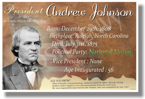 Presidential Series - U.S. President Andrew Johnson - New Social Studies Poster PosterEnvy