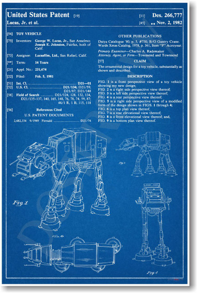 Star Wars - AT-AT Patent - NEW Famous Invention Patent Poster (fa137) PosterEnvy