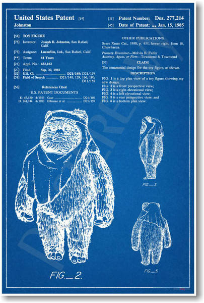 Star Wars - Wicket Ewok Patent - NEW Famous Invention Patent Poster (fa165)