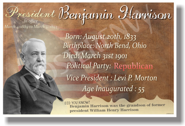Presidential Series - U.S. President Benjamin Harrison - New Social Studies Poster (fp383) PosterEnvy American History
