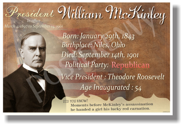 Presidential Series - U.S. President William McKinley - New Social Studies Poster (fp396) American History PosterEnvy
