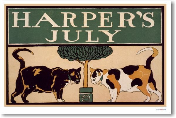 Harper's Magazine July Cover 1896 - 2 Cats