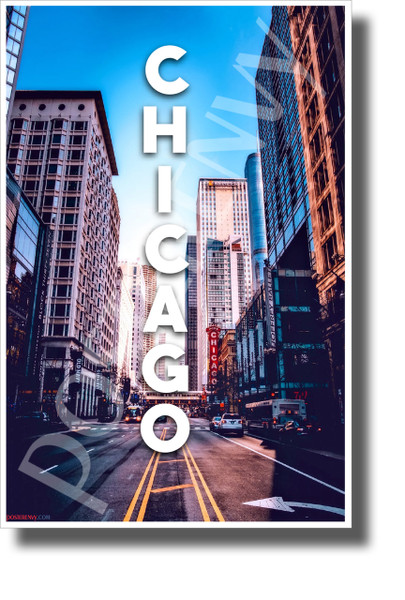  Chicago Illinois Street View - NEW U.S State Travel Poster