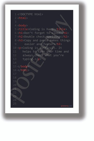 Coding is Hard - NEW Basic Software Engineering Instructional POSTER (ms334)