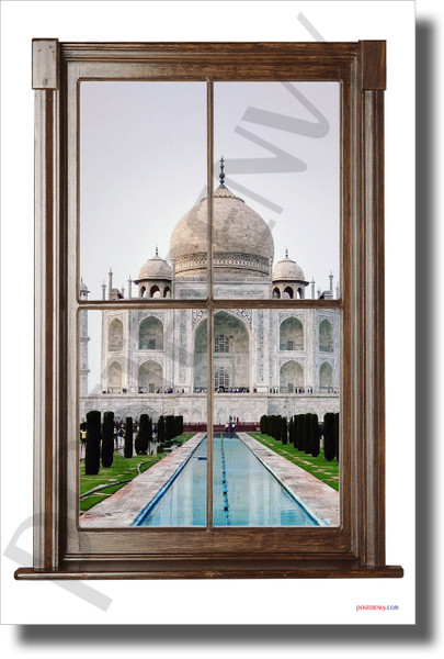 Taj Mahal - Window View - NEW World Travel Poster