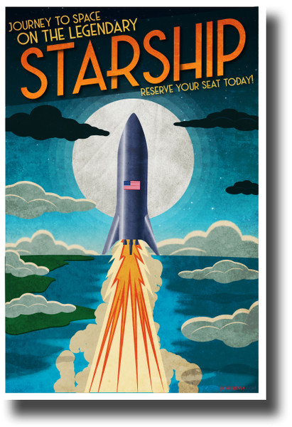 Journey to Space on the Legendary Starship - NEW Humor Novelty Vintage Style POSTER