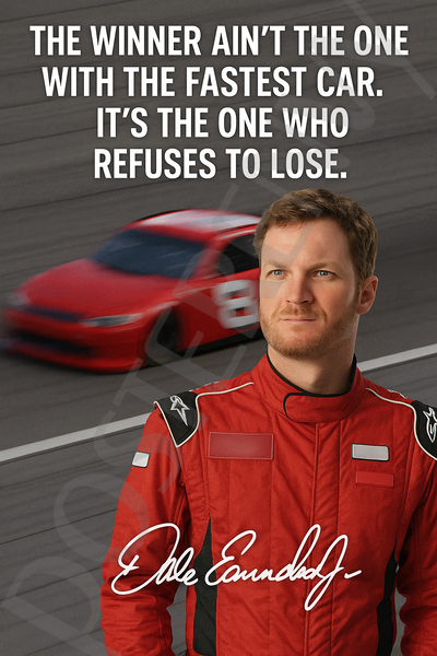 Dale Earnhardt Jr. Famous Quote Poster – "Refuses to Lose" – 18 inch x 12 inch