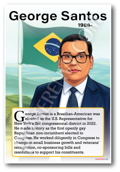 George Santos - U.S. Politician - Biography Poster 18 x 12 inch