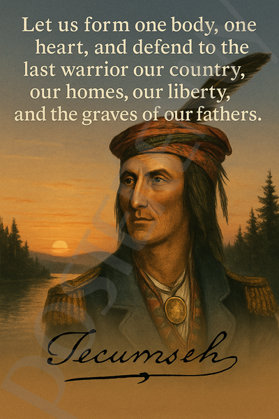 Tecumseh Famous Quote Poster – "Defend Our Country, Our Homes, Our Liberty" – 18 inch x 12 inch