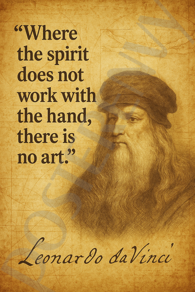Leonardo da Vinci Famous Quote Poster – "Where the Spirit Does Not Work with the Hand" – 18 inch x 12 inch