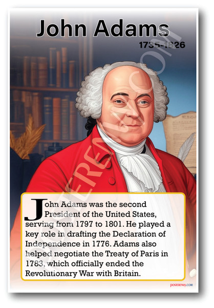 John Adams - 2nd U.S. President - Biography Poster 18 x 12 inch