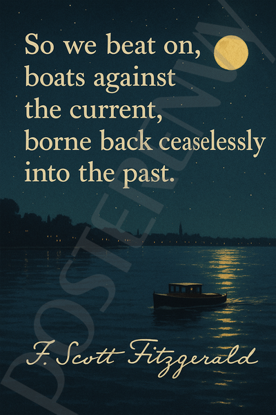 F. Scott Fitzgerald Famous Quote Poster – "So We Beat On" – 18 inch x 12 inch
