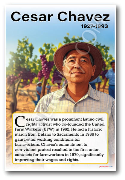 Cesar Chavez - Labor Activist - Biography Poster 18 x 12 inch