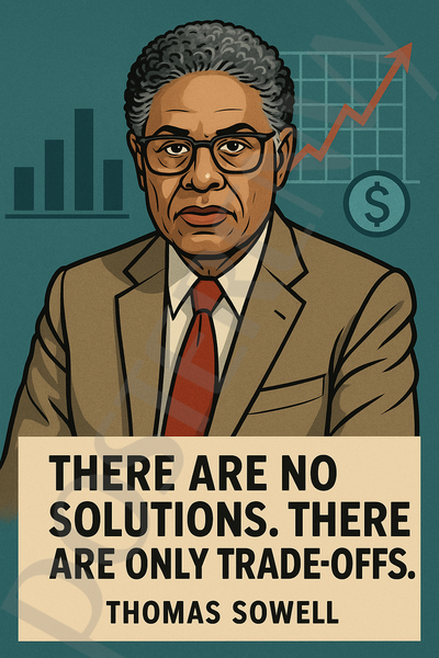 Thomas Sowell Famous Quote Poster – "There Are Only Trade-Offs" – 18 inch x 12 inch