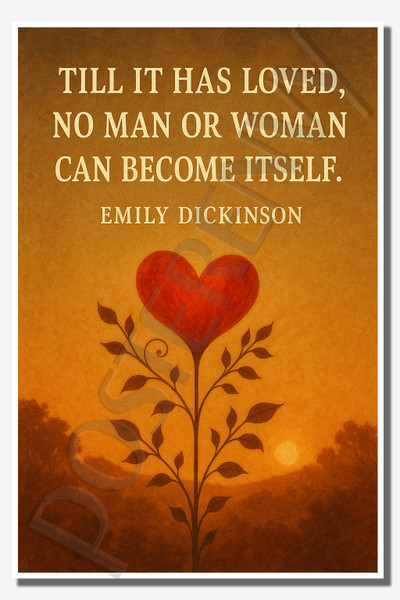 Till it has loved, no man or woman can become itself - Emily Dickinson - Inspirational Poster - 18 inch x 12 inch