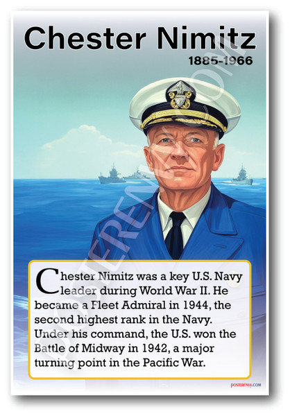 Chester Nimitz - WWII Admiral - Biography Poster 18 x 12 inch