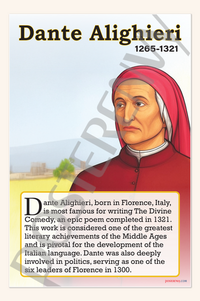 Dante Alighieri - Author of 'The Divine Comedy' - Biography Poster 18" x 12"