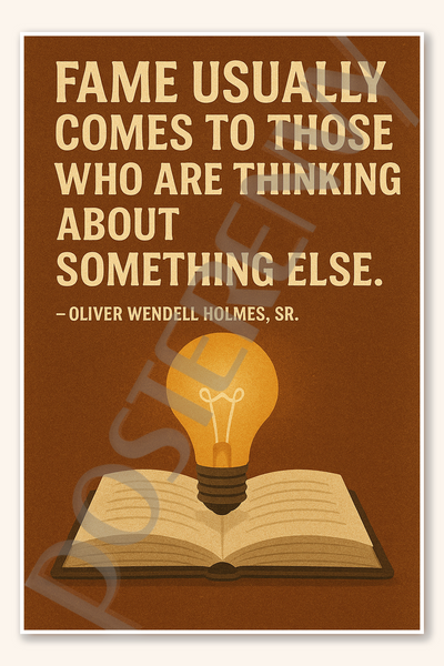 Fame usually comes to those who are thinking about something else - Oliver Wendell Holmes, Sr 2 Poster - 18 inch x 12 inch