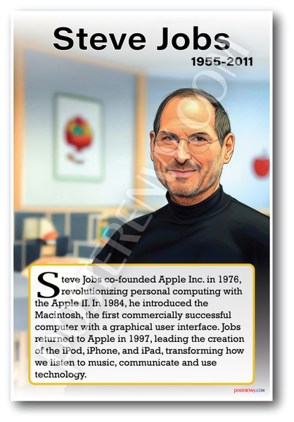 Steve Jobs - Apple Founder - Biography Poster 18 x 12 inch