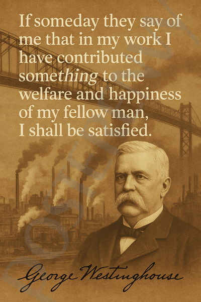 George Westinghouse Famous Quote Poster – "Contributed to the Welfare and Happiness of My Fellow Man" – 18 inch x 12 inch