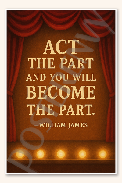Act the part and you will become the part - William James Poster - 18 inch x 12 inch