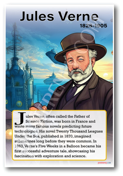 Jules Verne - Sci-Fi Author - Biography Poster 18 x 12 inch