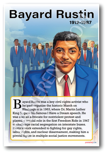 Bayard Rustin - Civil Rights Activist - Biography Poster 18 x 12 inch