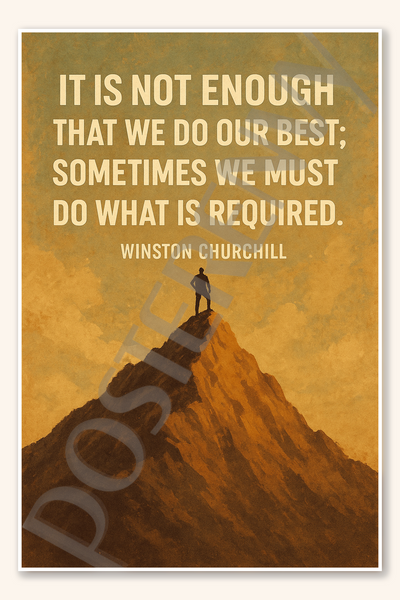 It is not enough that we do our best sometimes we must do what is required - Winston Churchill Poster - 18 inch x 12 inch