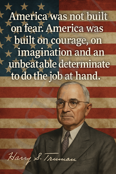 Harry S. Truman Famous Quote Poster – "America Was Built on Courage and Imagination" – 18 inch x 12 inch