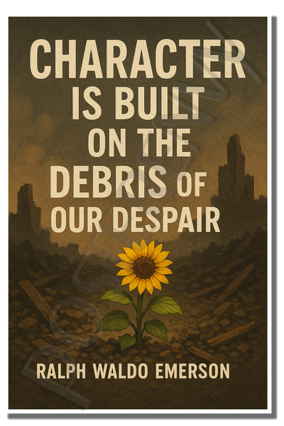 Character is built on the debris of our despair - Ralph Waldo Emerson - Inspirational Poster - 18 inch x 12 inch
